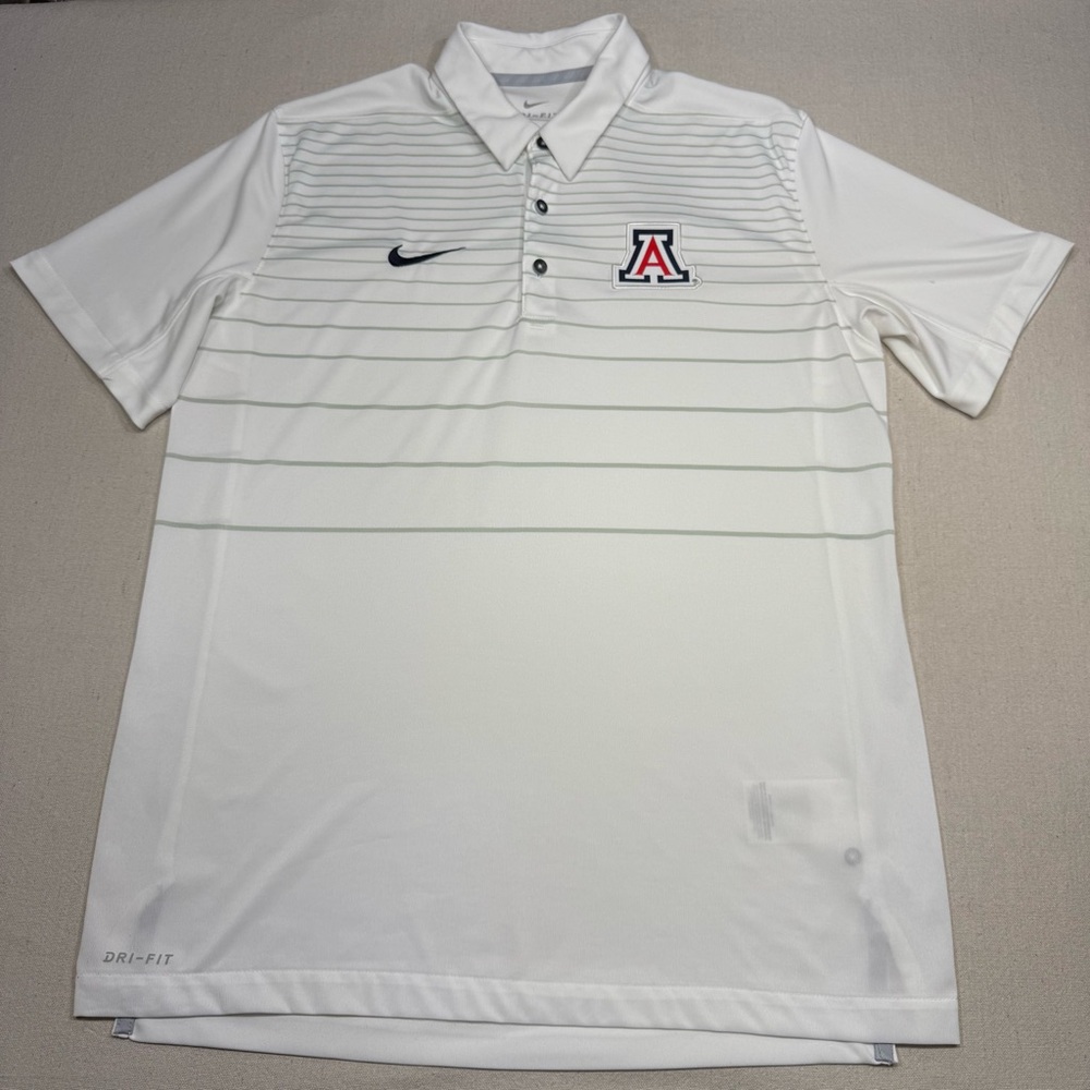 Nike Men's White Polo Shirt with U of A Logo - Size Medium